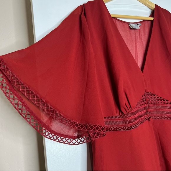 ASOS DESIGN dark red Curve mini tea dress size 16 - Picture 10 of 14